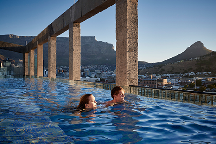 Swimming in The Silo Rooftop pool
