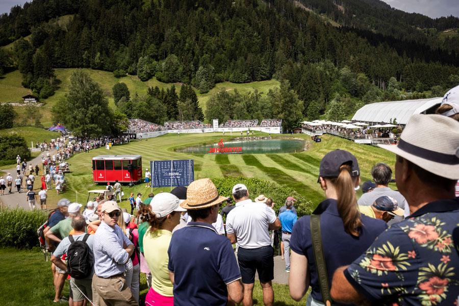 Blick auf die Bahn 18, ein Par 3